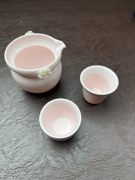 Peach pink sharing cup and two cups